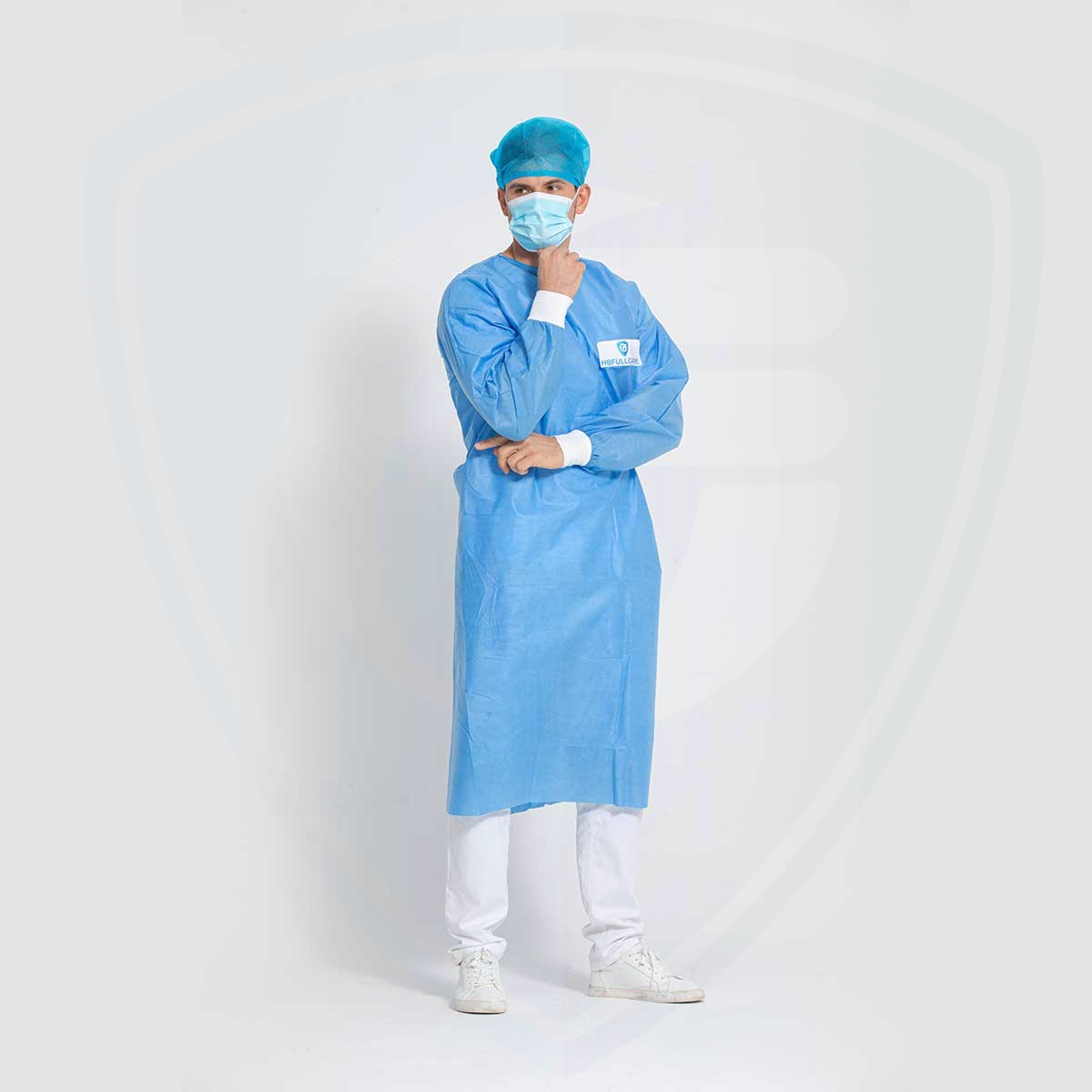 Robe chirurgicale jetable imperméable autoclavable bleue pour l'hôpital/cliniques AAMI PB70 Level3