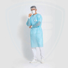 Blouse chirurgicale jetable en polypropylène bleu 25 g/m² avec brassard en tricot